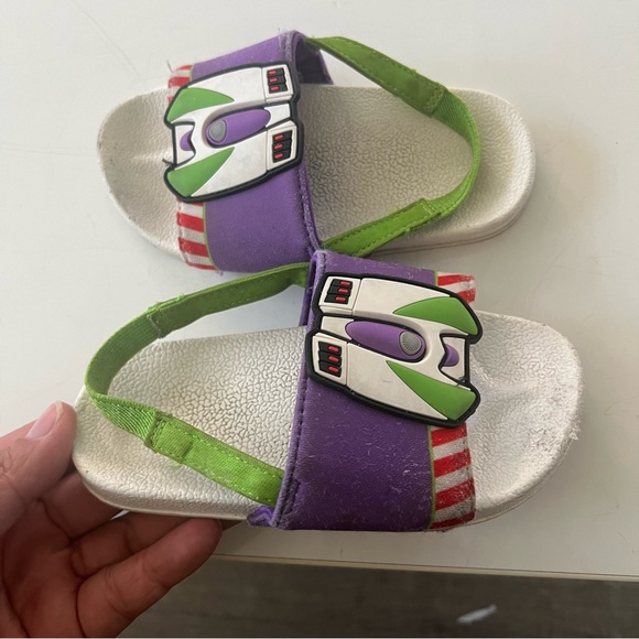 Disney Store Buzz Lightyear Toy Story Slides Flip Flops for Kids 7/8 - Picture 2 of 6